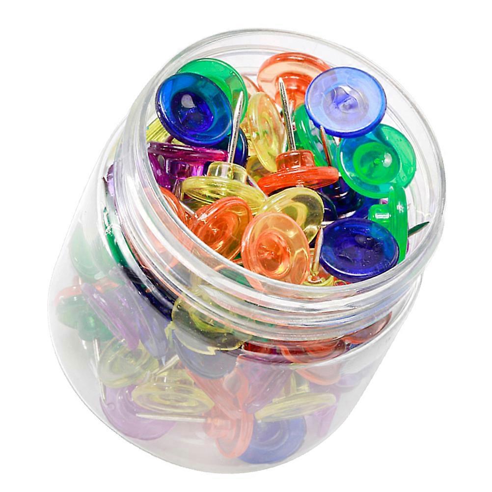 Marking Pin Large Size Transparent Colorful Pushpin For Office Daily Use 100Pcs