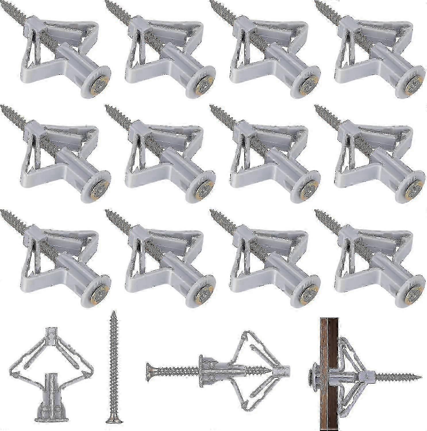 100 adet Alçıpan Duvar Dübelleri Alçıpan Tespitleri Alçıpan Vidaları ve Duvar Dübelleri Set Ankraj Anti-Rotasyonel Genleşme Tüpü -Q41-YVAN