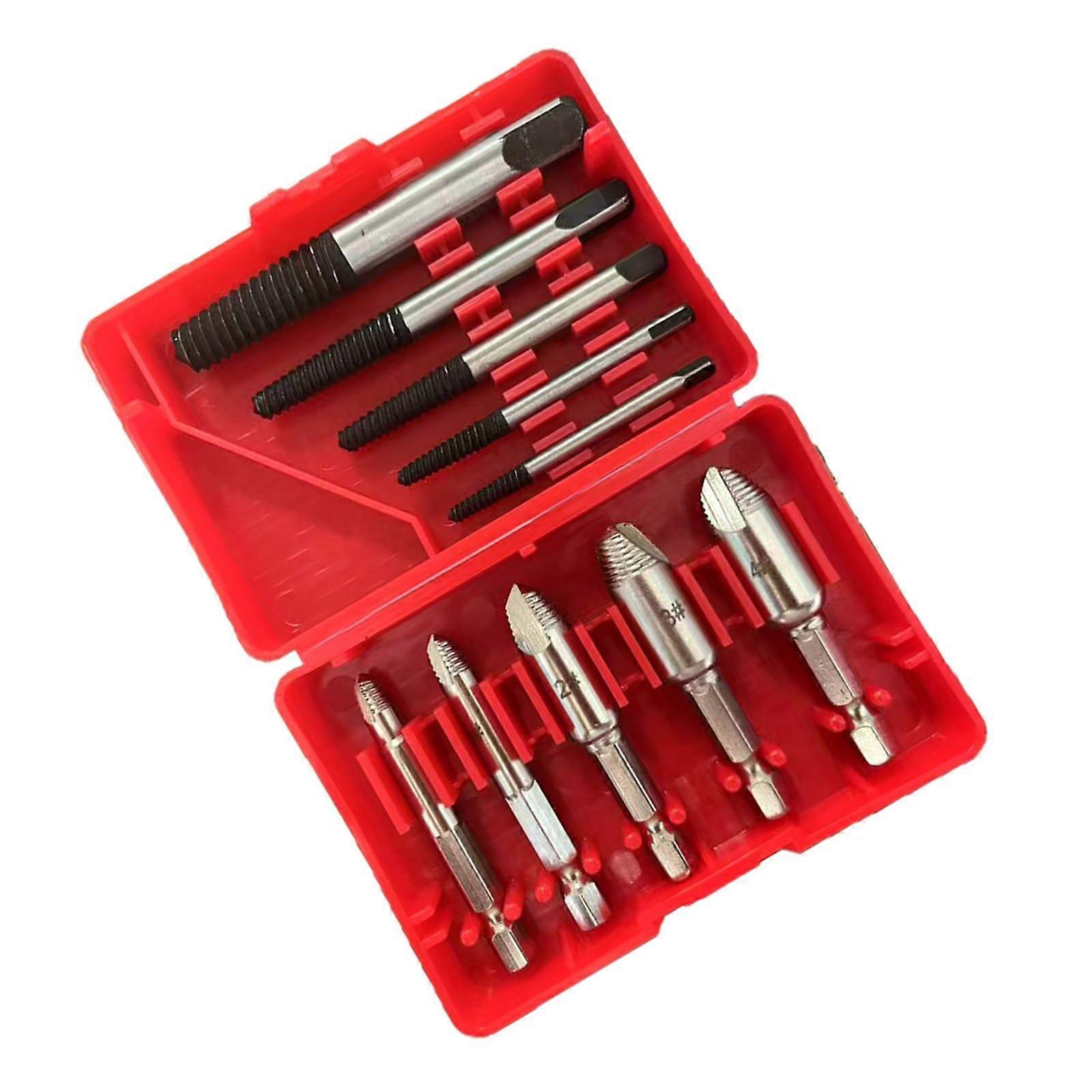 10pcs Professional Faucet Screw Extractor Coarse Fine Tooth Faucet Break Wire Puller Screwdriver Tool Plastic Case Wire Extractor Black