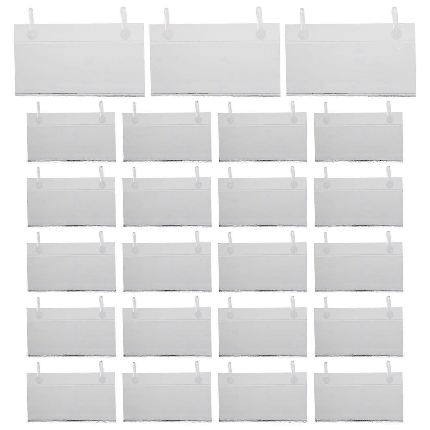 80pcs Plastic Basket Label Holders Price Tag Ticket Hanger Clips With Button Design Lock Closure Fo(transparent)