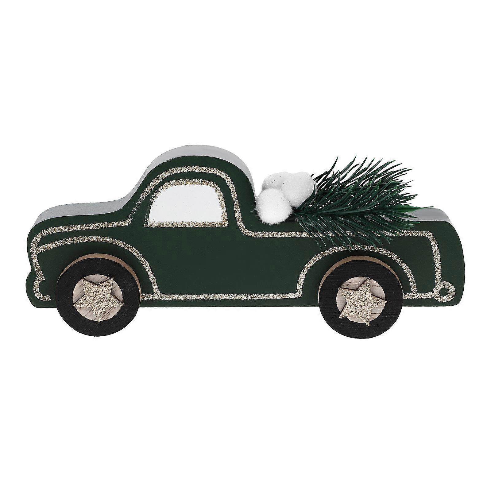 Christmas Wooden Car Ornament, Compact Lightweight Xmas Truck Mantel Decoration, Festive Desktop Adornment for Holiday Party Centerpiece