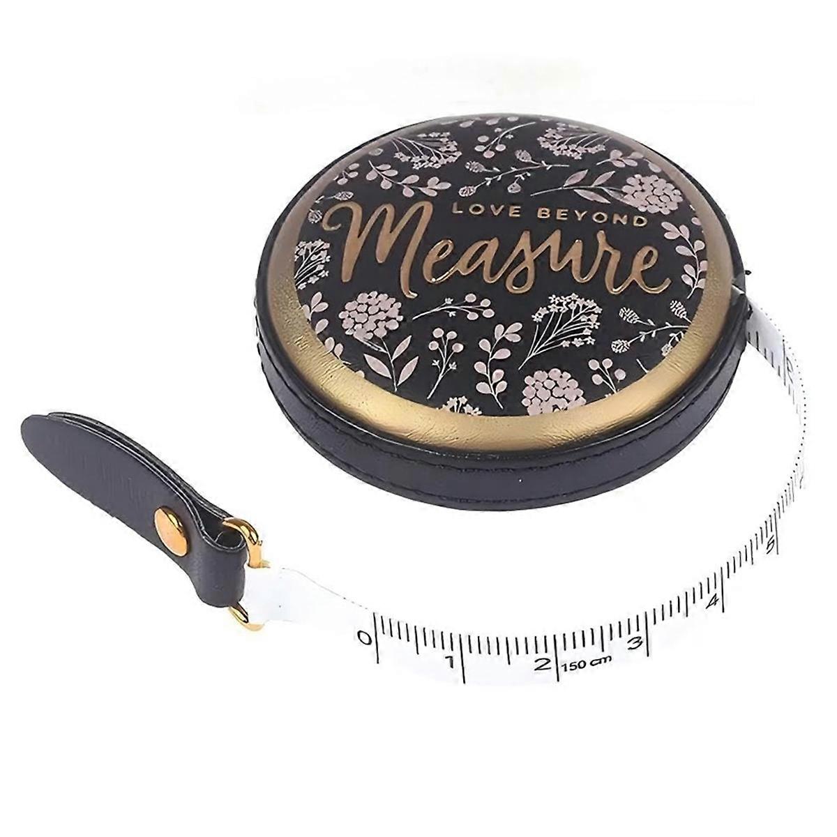 Vintage Style 5 Foot Portable Telescopic Tape Measure - Faux Leather Mini with Floral Design, Great for Sewing 1 Pack