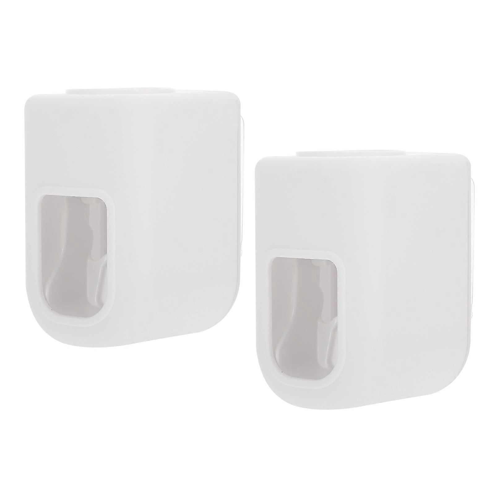 2pcs Automatic Toothpaste Squeezer in White Plastic for Home Lightweight Compact and Small Size
