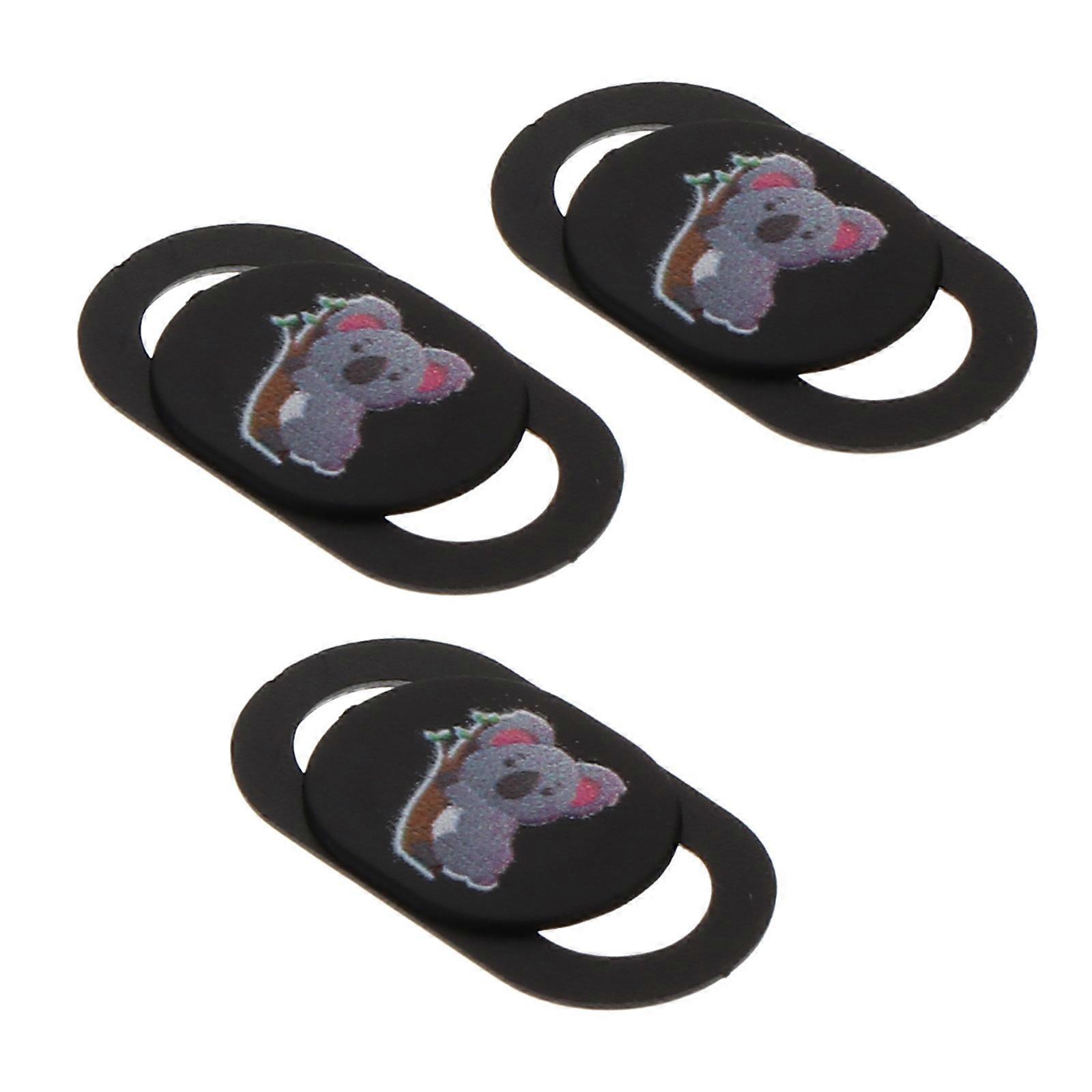 Laptop Lens Cover Slide Webcam Cover Prevent Hacking for General Users 3Pcs Black Rectangular