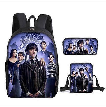 17-inch student backpack set 3D digital printing backpack three-piece set