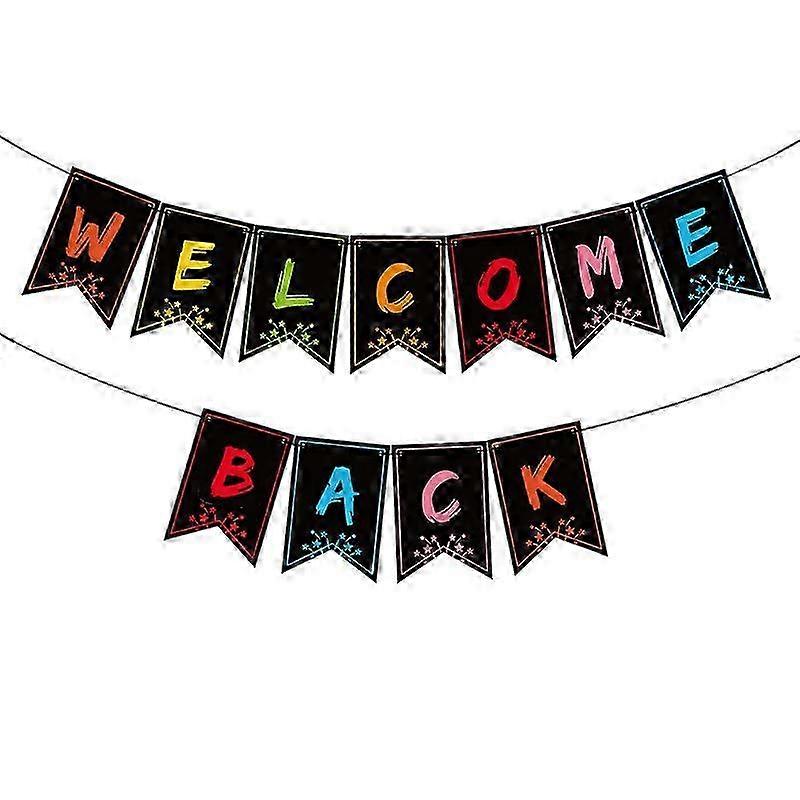 2 Pack Welcome Back Banner School Decorations - First Day of School Sign for Classroom Bulletin Board