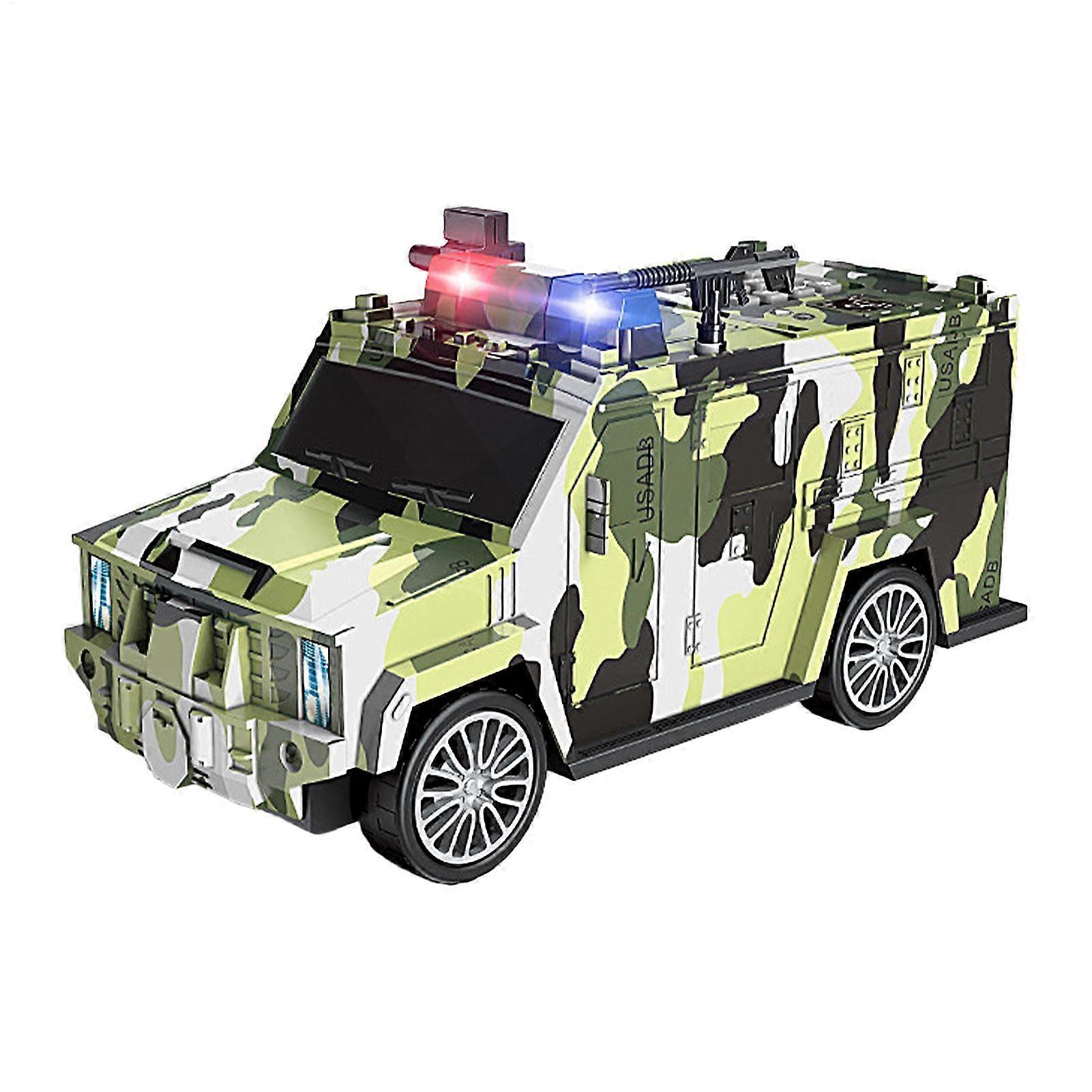 Kids Money Bank, Truck Model Coin Bank with Password, Interactive Cash Saving Box with Music and Light, Camouflage Green