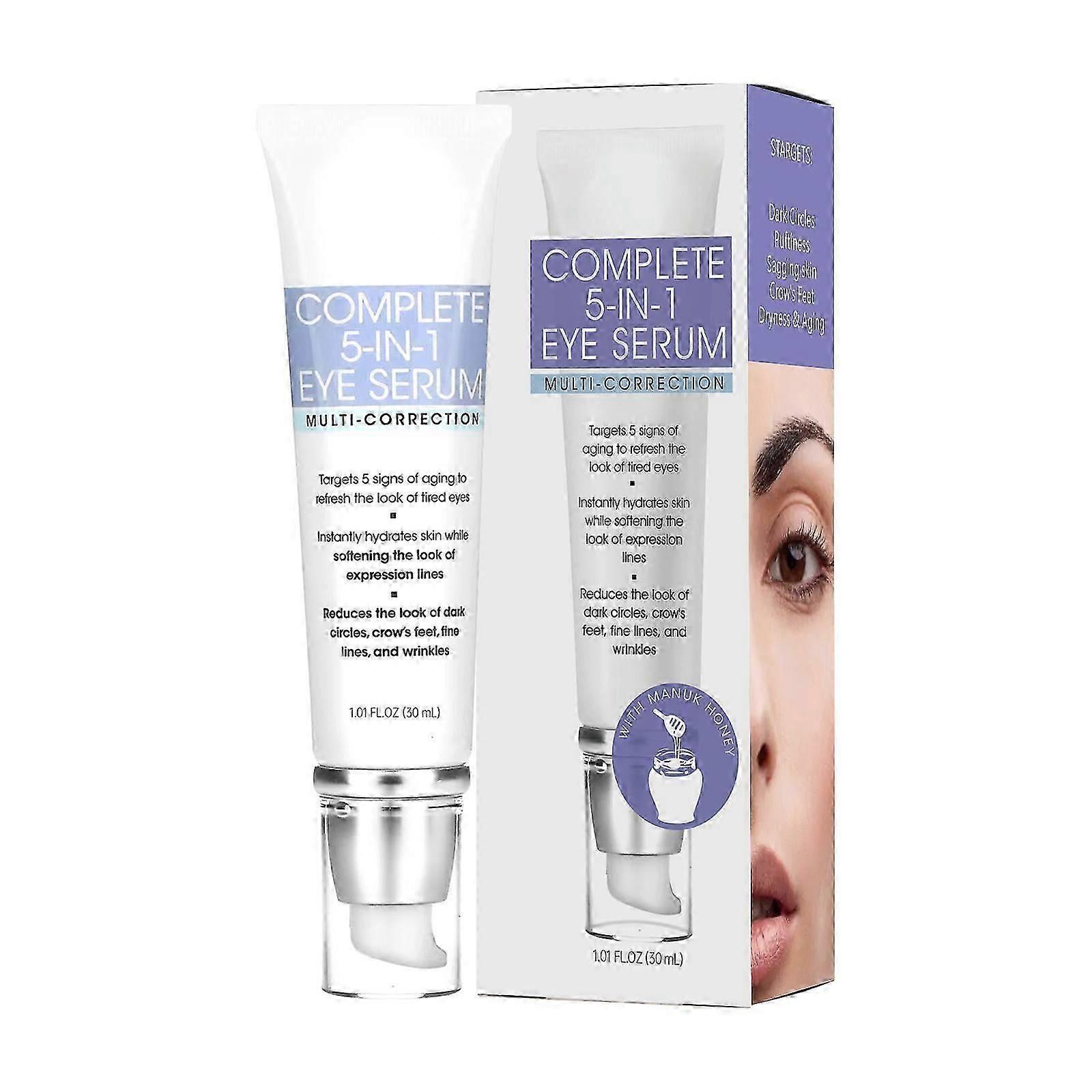 Complete 5-in-1 Eye Serum, Multi-Correction Treatment for Dark Circles, Crow's Feet, Fine Lines & Wrinkles, Instant Hydration & Anti-Aging Formula