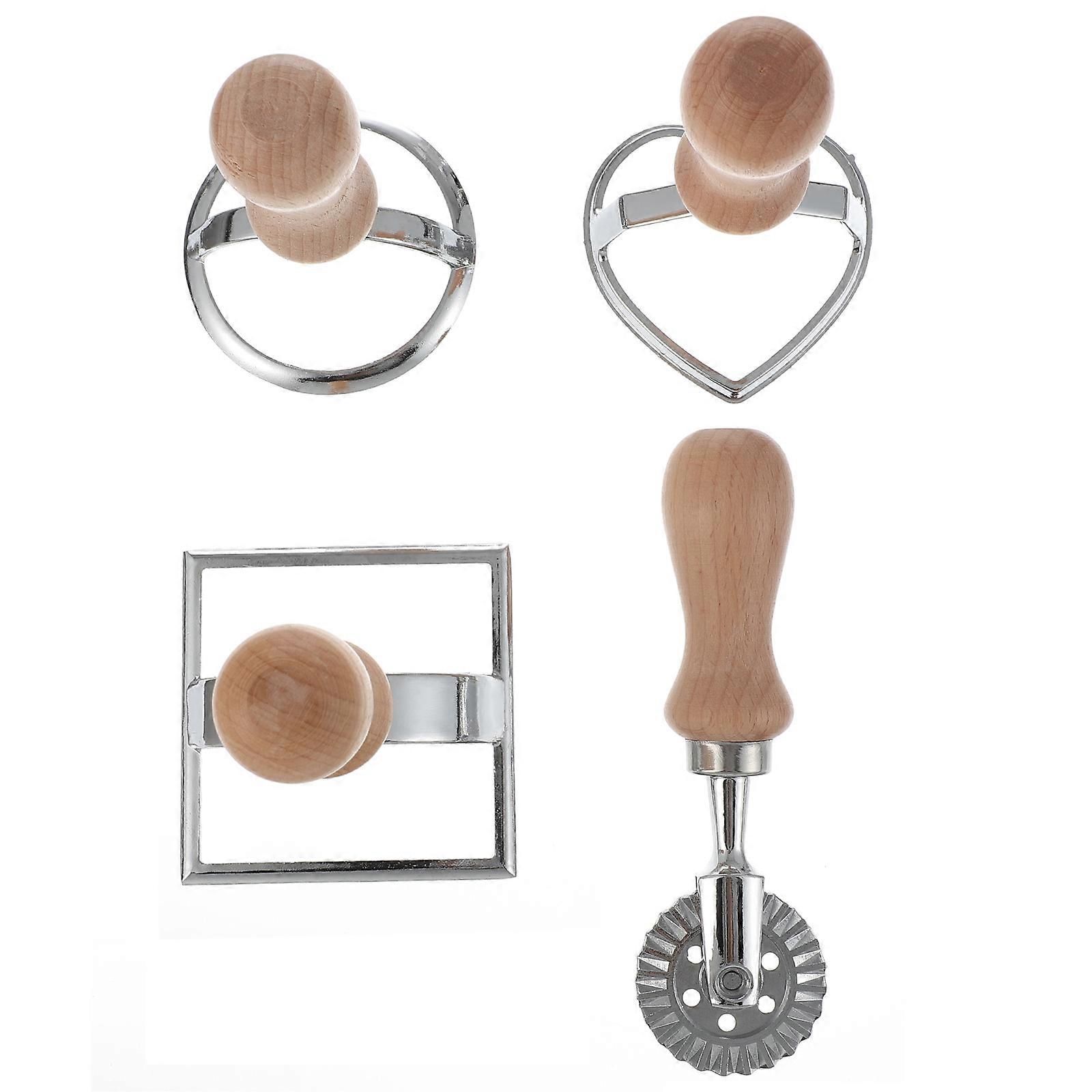 Baking Accessories Multifunctional Baking Tools Geometric Biscuit Cutters Wooden 4Pcs