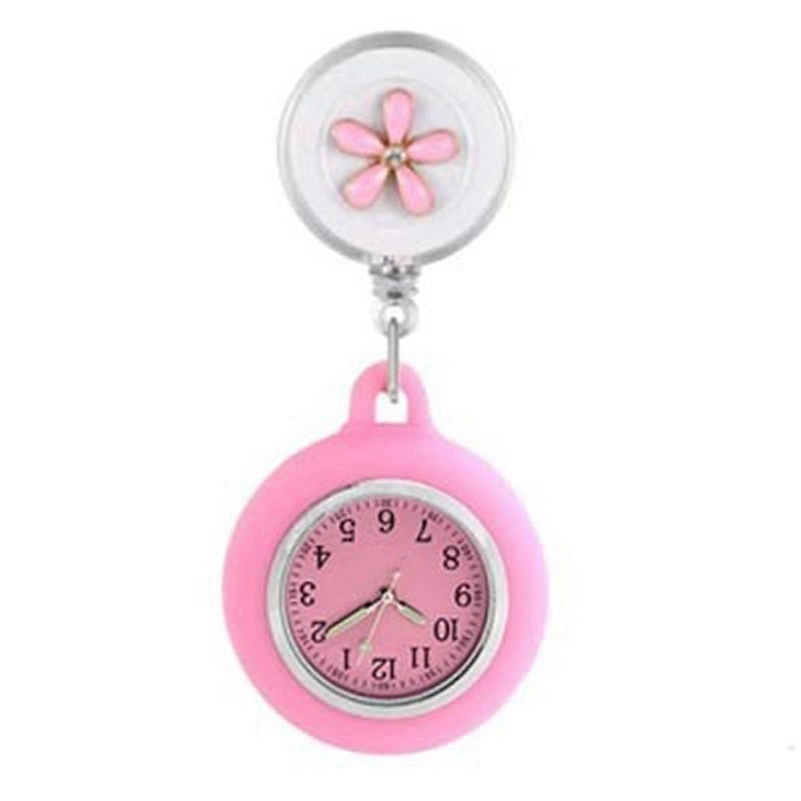 Nurse Fob Pocket Watch with Retractable Badge Reel and Luminous Dial for Night Use Extensible Line