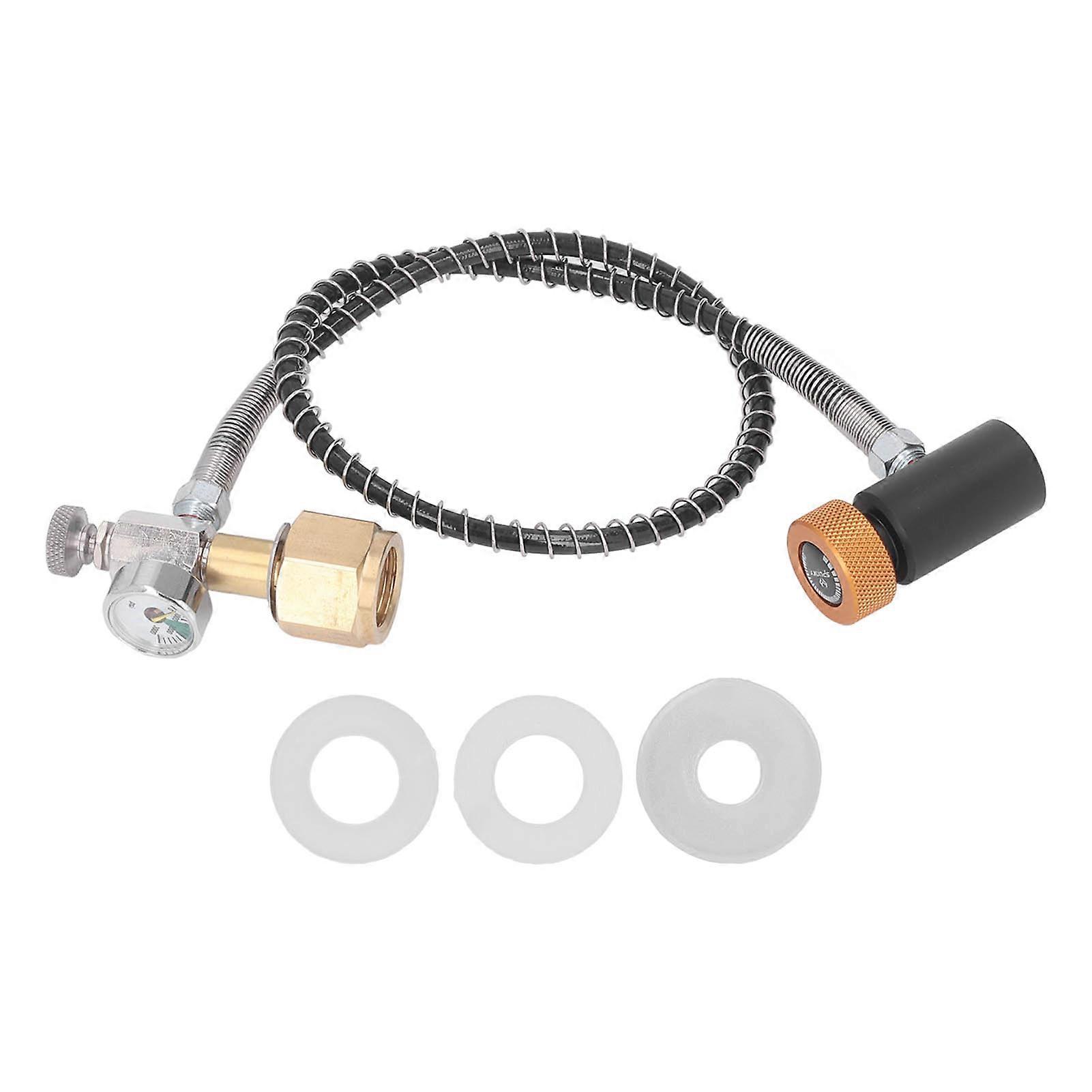 Remote CO2 Tank Cylinder Refilling Adapter with 24 Inches High Pressure Hose for Soda Can Connector