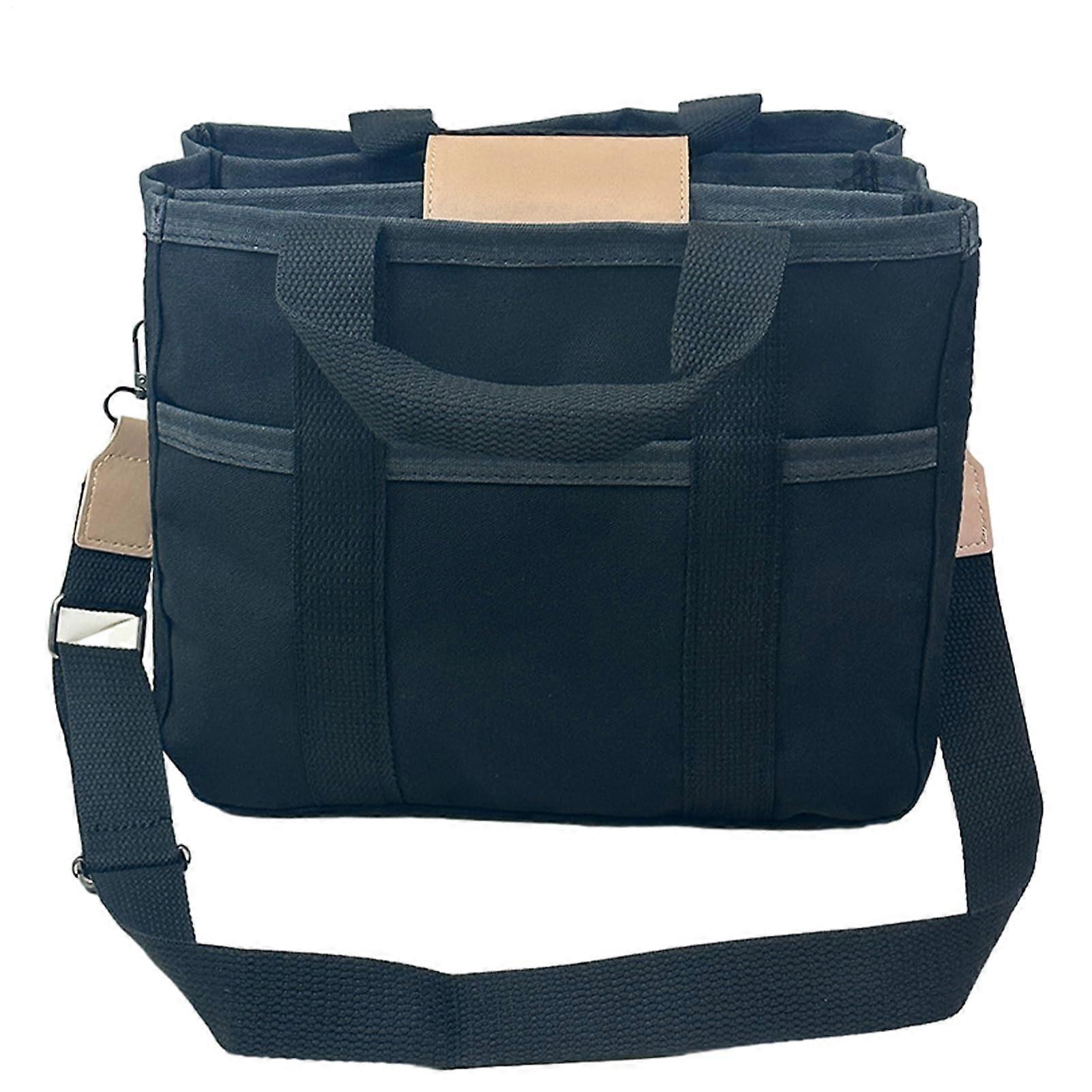 Canvas Shopping Bag Large Capacity Portable Handbag Shoulder Tote Wrap Bag with Adjustable Strap, Multifunctional for Mom and Dad, Black