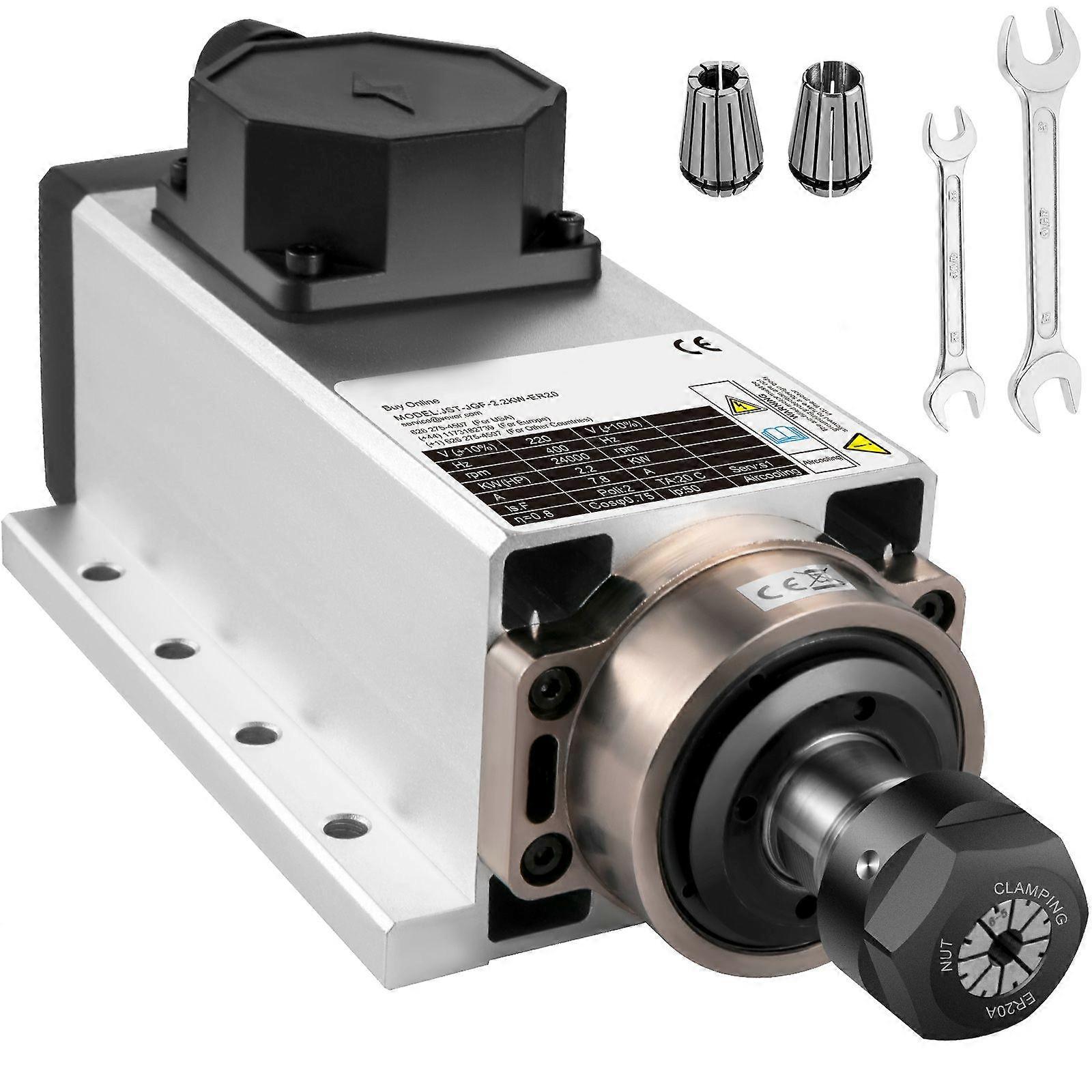 Square Air Cooled Spindle Motor 2.2kw Cnc Spindle Motor 220v Er20 Collet