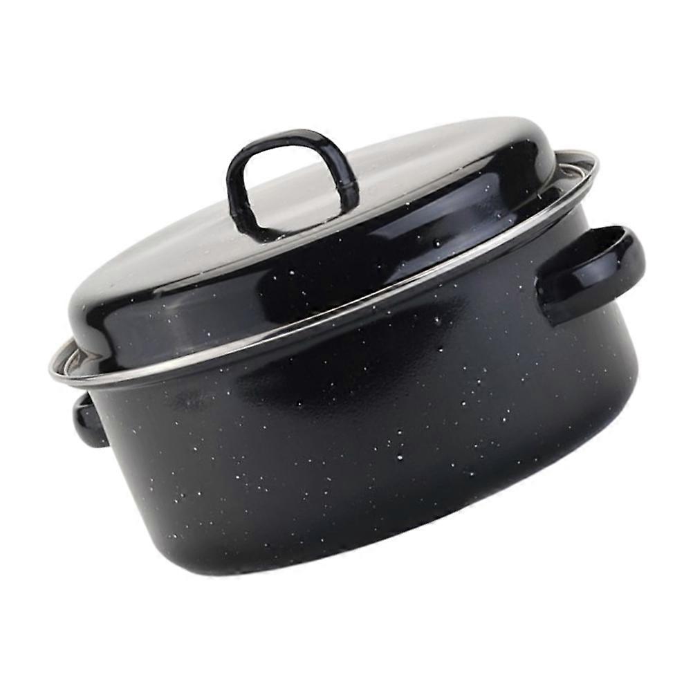 Enamel Roaster Pot with Lid Multi Use Kitchen Cookware for Baking, Grilling, Roasting Sweet Potatoes, Corn, Seafood and Barbecue Safe, Smooth