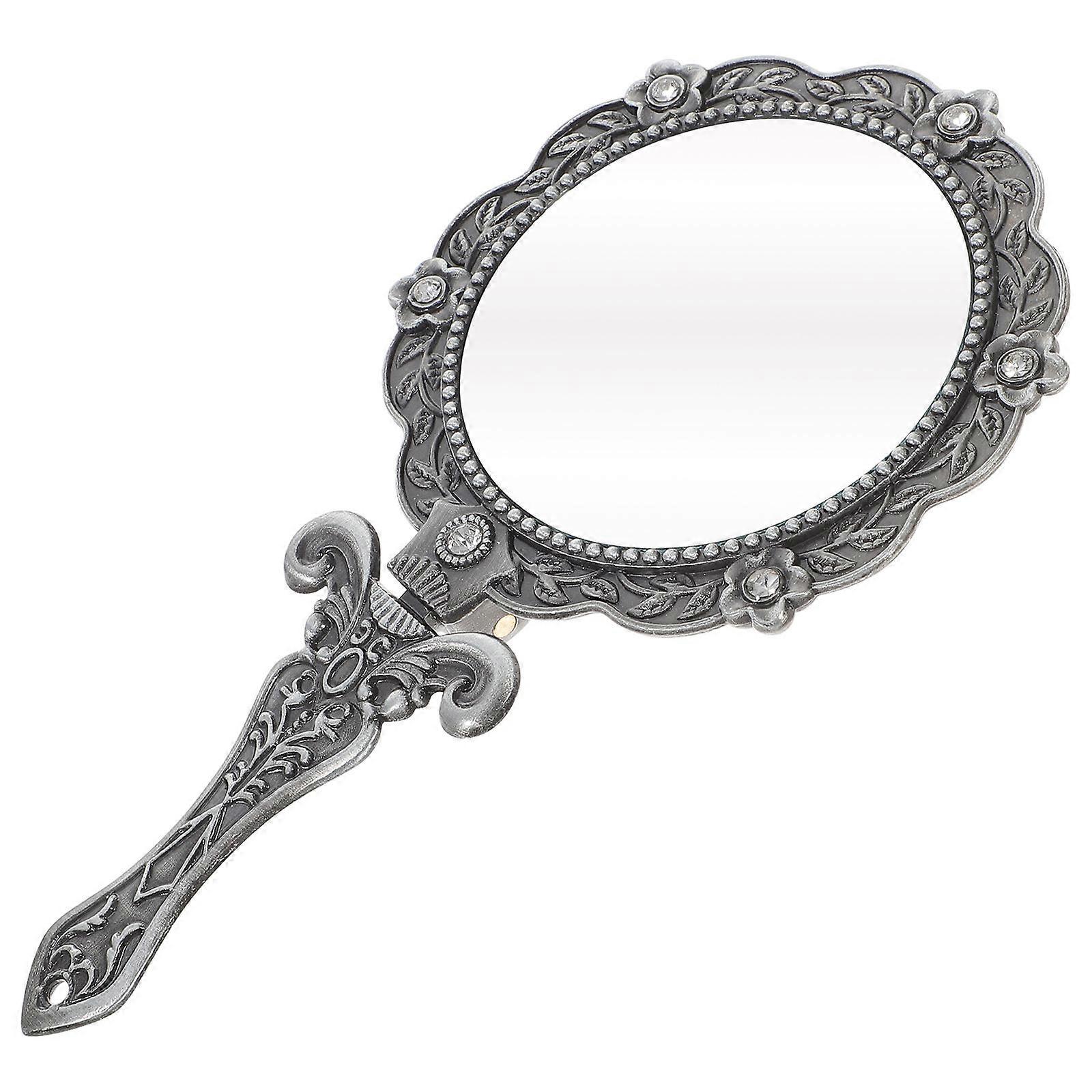 Portable Vanity Mirror with Crystal Handheld Design 1 Set Folding Cosmetic Mirror