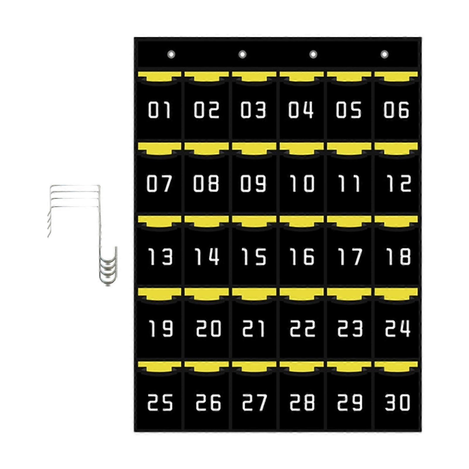 Classroom Pocket Chart Organizer, 30 Pocket Wall Hanging Storage for Phones, Calculators, and Cards, Mesh Design