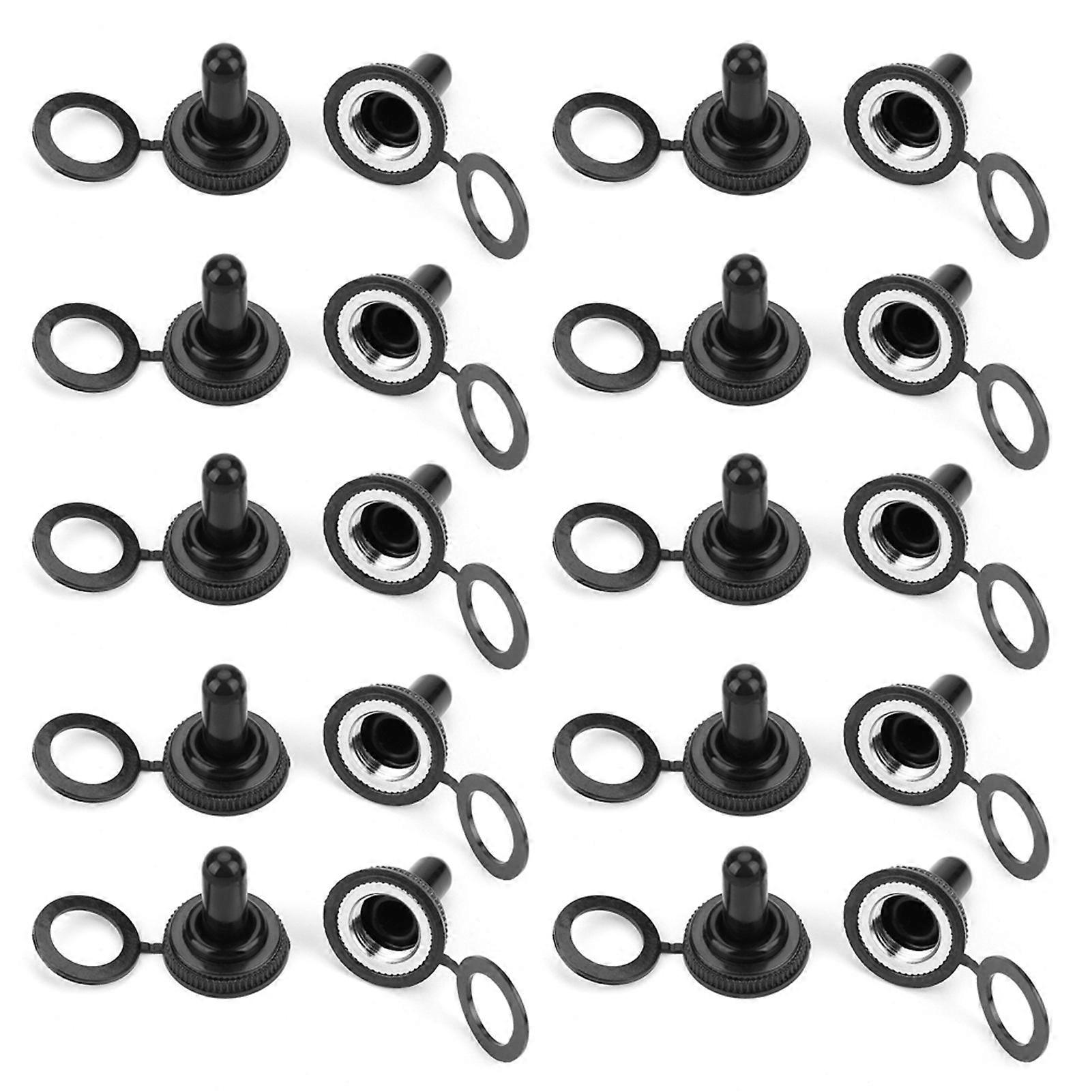 20Pcs 12mm Rocker Toggle Switch Waterproof Rubber Cap Boot Cover Black