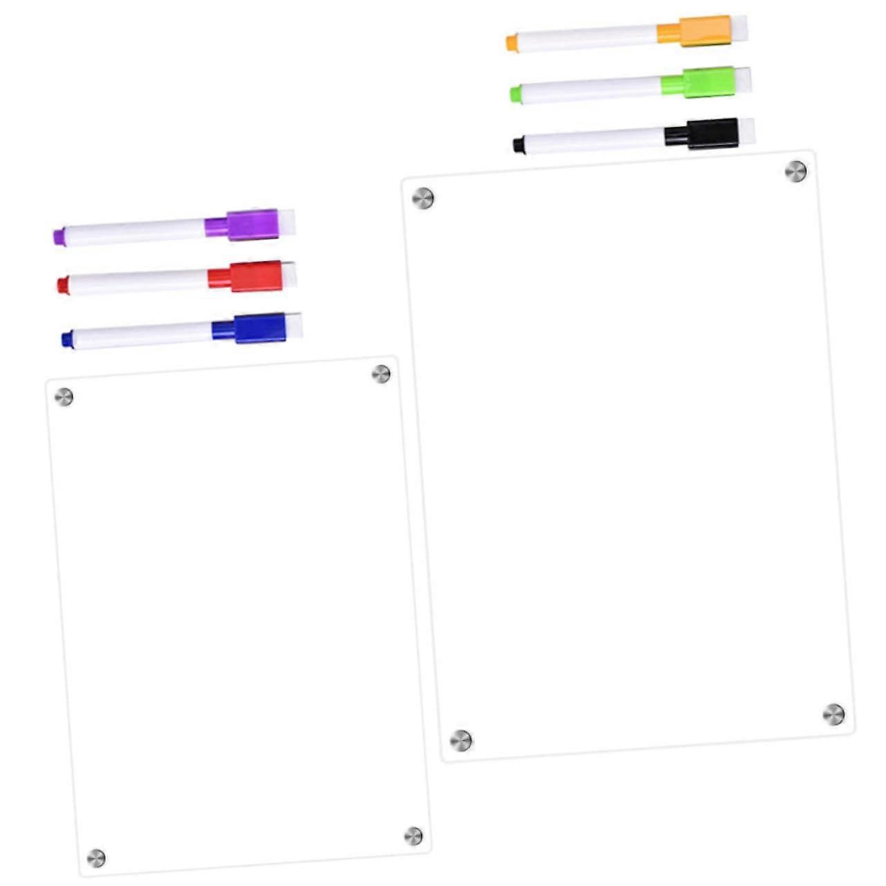 1Set Magnetic Refrigerator Planner Board Wipeable Memo Board with Markers for Easy Organization of Reminders and Schedules Transparent