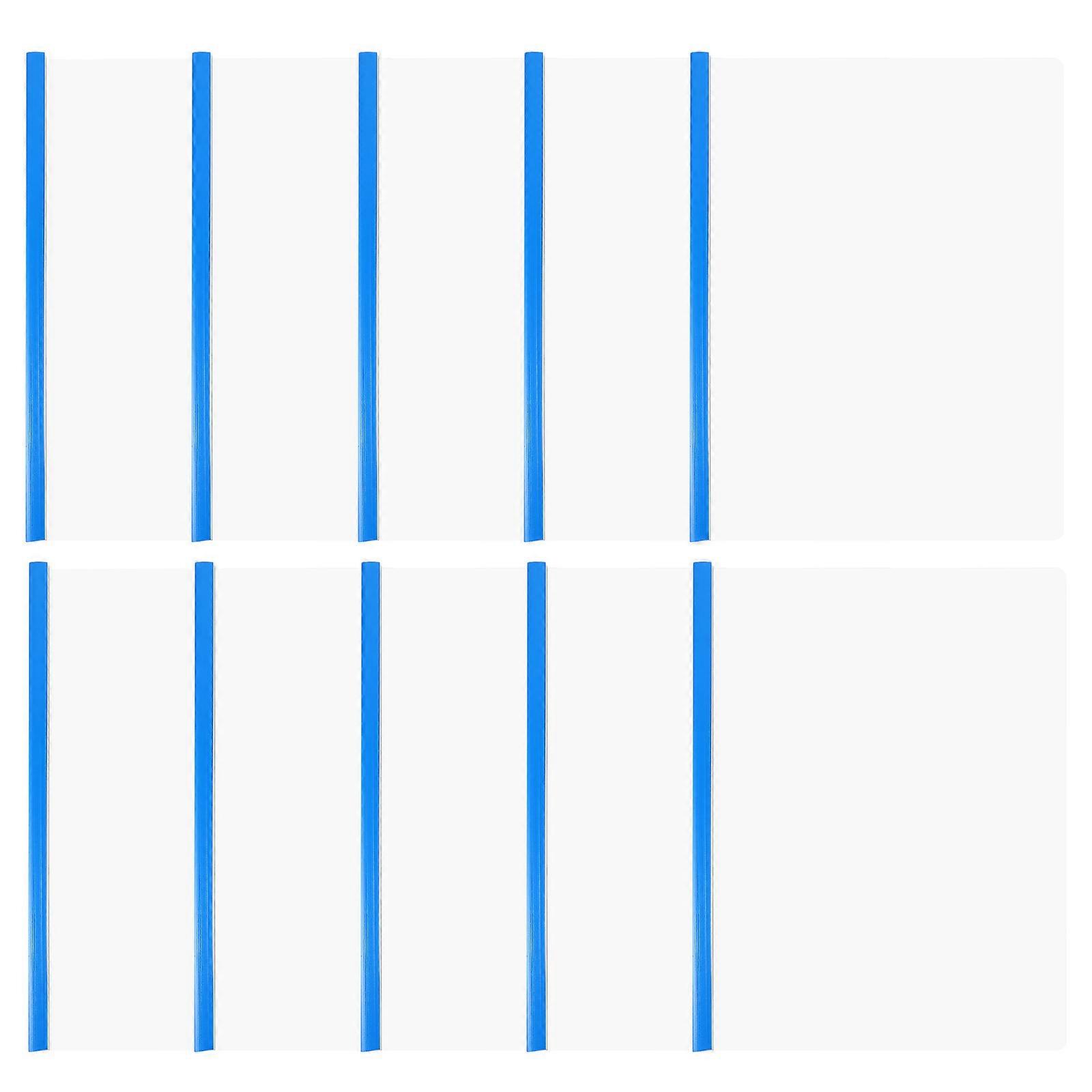 Blue Transparent File Folders with Document A4 Rod Clamps for Home Use Plastic 10 Pieces