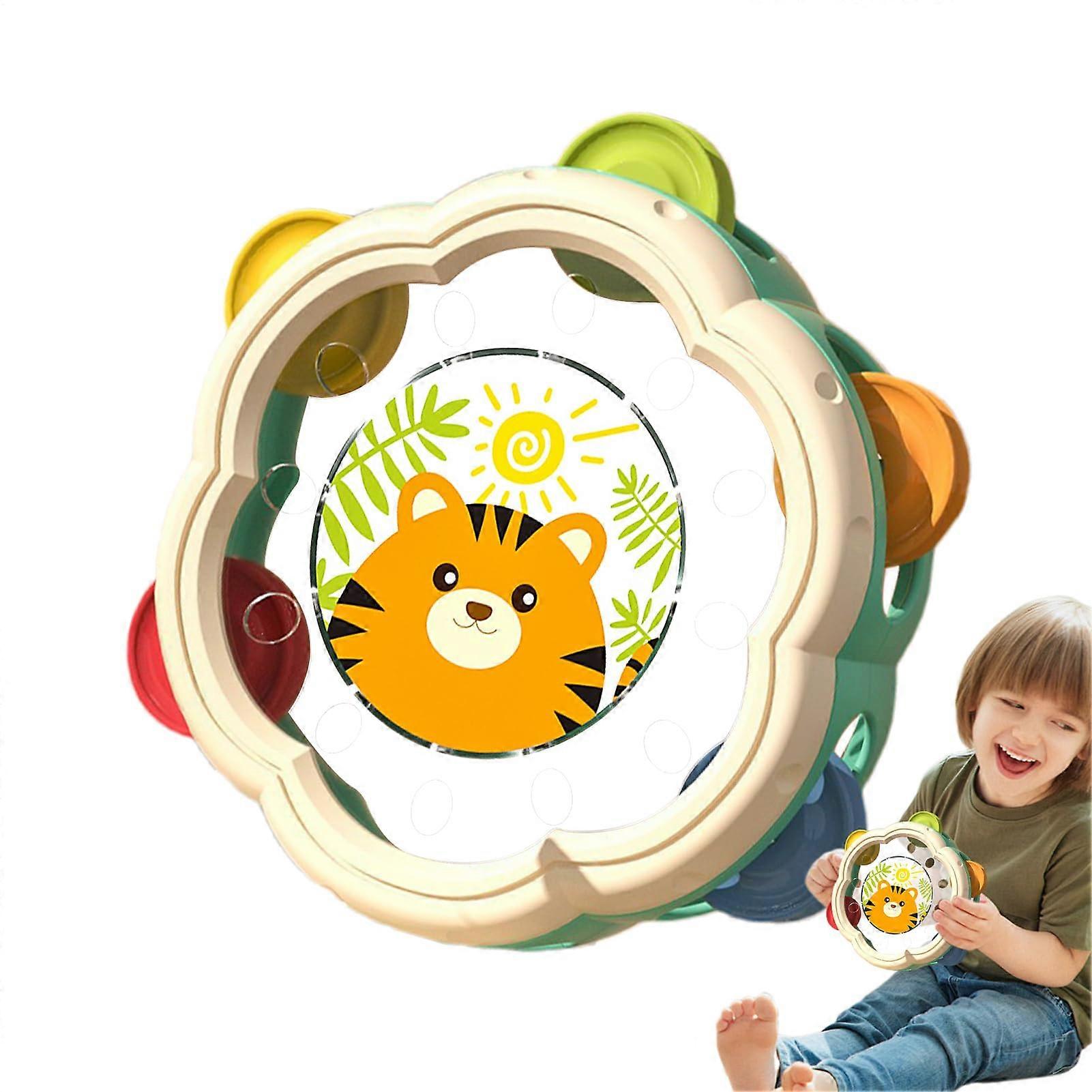 Handheld Tambourine with Ergonomic Grip for Kids, Games, Party (Cyan Blue)