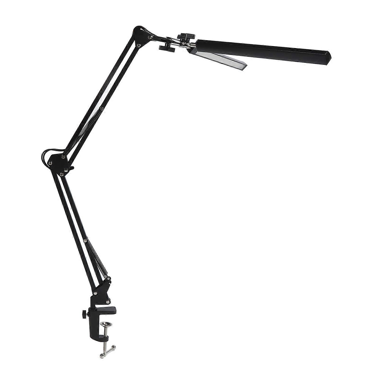 2 in 1 Double Head Desk Light with Clamp Folding 24W 10 Brightness 3 Colors Stepless Dimmable Swing Arm Desk Lamp  100‑240V