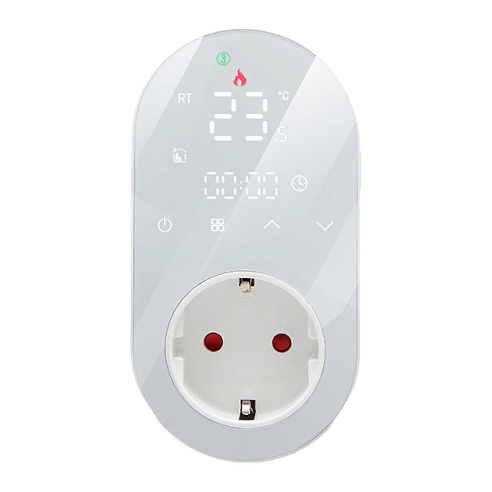 LED Digital Temperature Control Socket Programmable Plug in Thermostat Controlled Outlet for AC Floor Heating 16A White