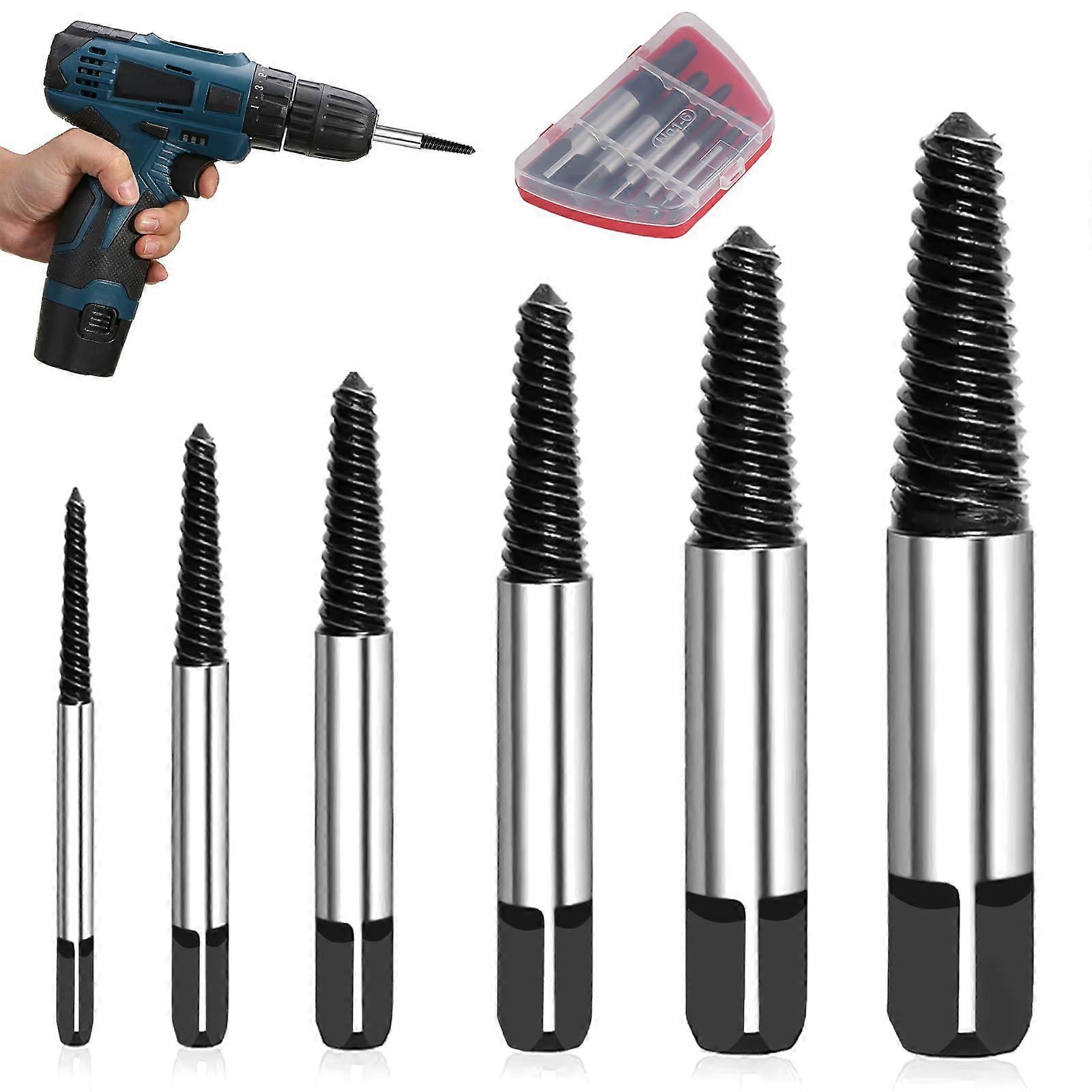 6Piece Professional Screw Extractor Set, LeftHanded Extractor Kit