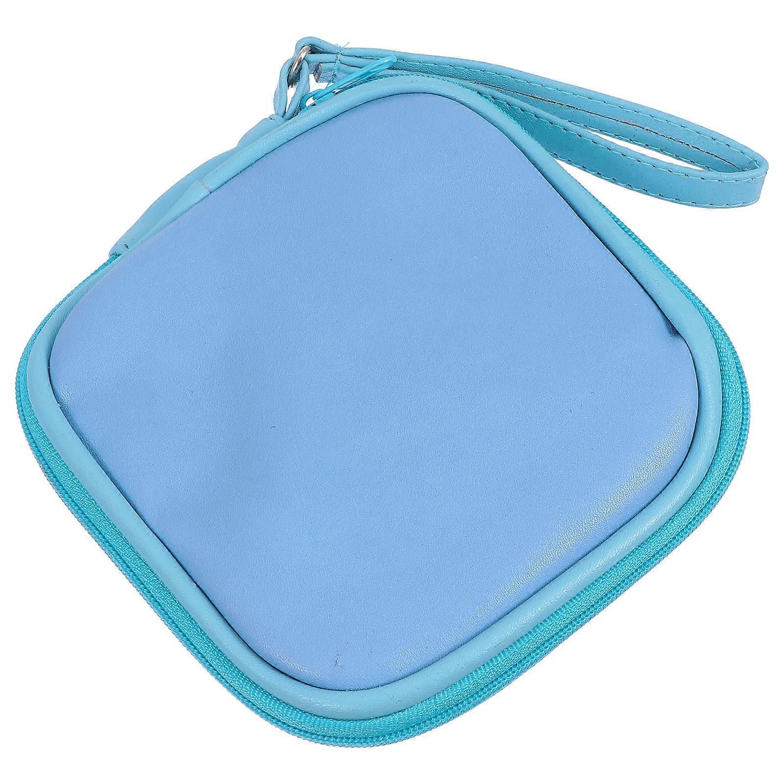 Portable Earbuds Box Earphone Storage Case General Users Square Simple Design Storage 13x13cm Blue 1Pcs