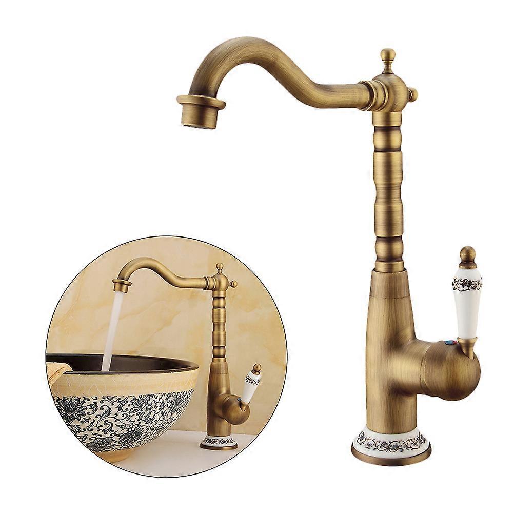 Golden Brass Kitchen Sink Faucet with Single Lever Design for Effortless Temperature Control and Easy Installation