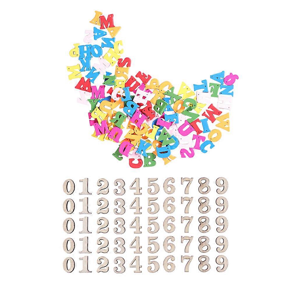 Numbers Wood Signs Blank Wood Letters Numbers Slices For Diy Decoration Craft Supplies Multi-Color 200Pcs