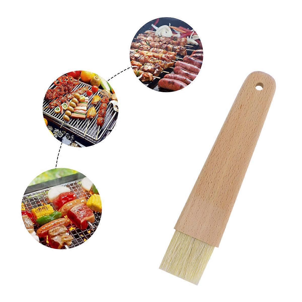 Pastry Brush with Boar Bristles and Wood Handle for Baking and Cleaning Light Brown