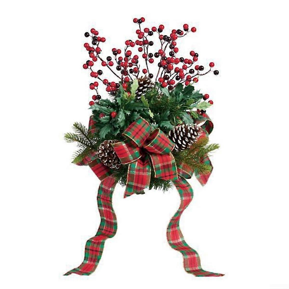 1x Wreath For The Christmas Tree Plastic, Cotton, Pinecone Wreath For The Christmas Tree