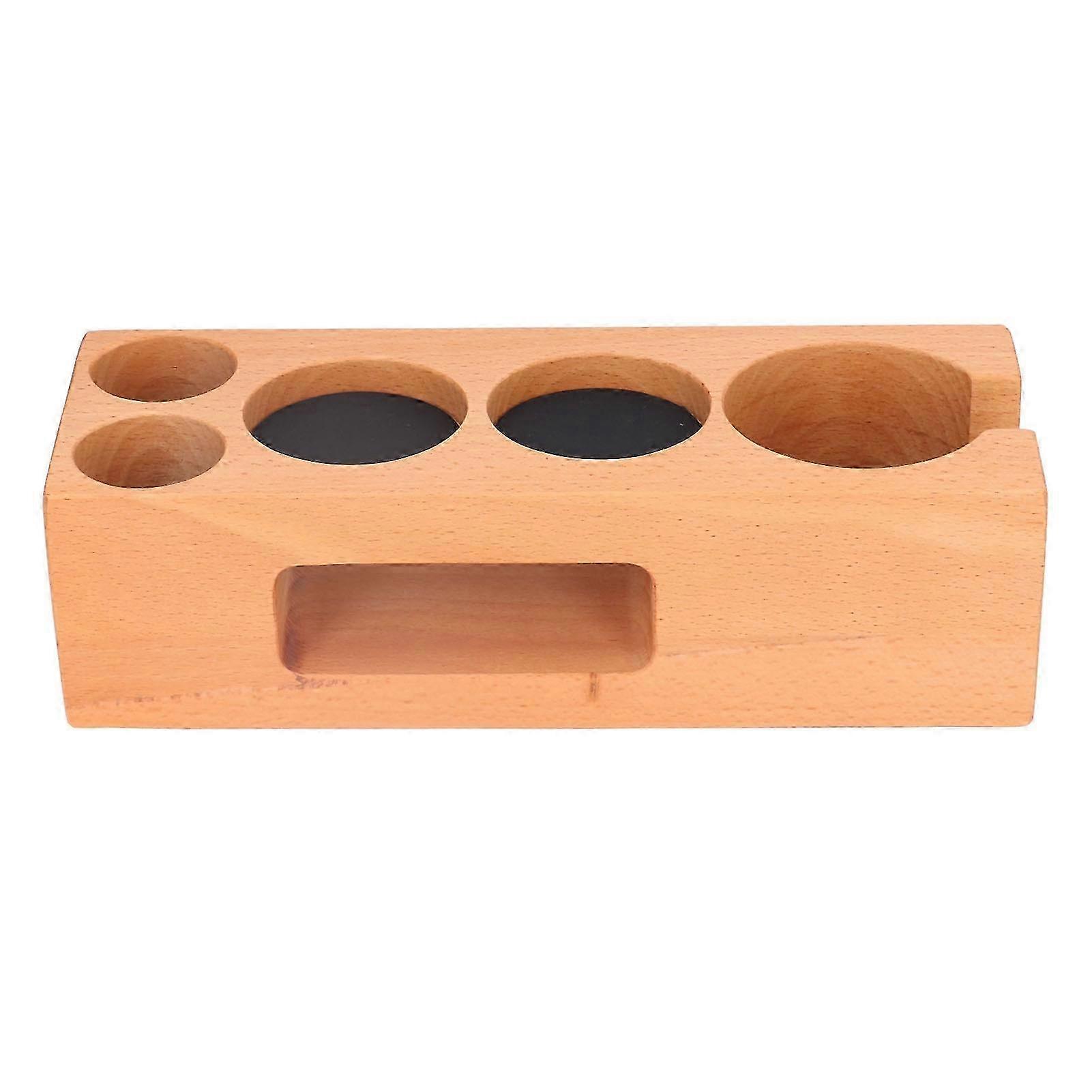 Wooden Coffee Filter Stand with 2.3 Handle Support Mat - Essential Accessory for Espresso Machines & Coffee Lovers