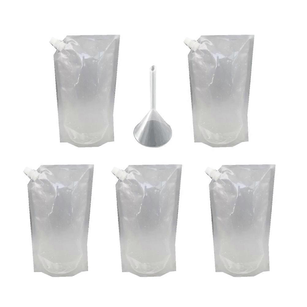 Transparent Plastic Drinking Flasks for Storage Reusable and 10 Pcs with Funnel