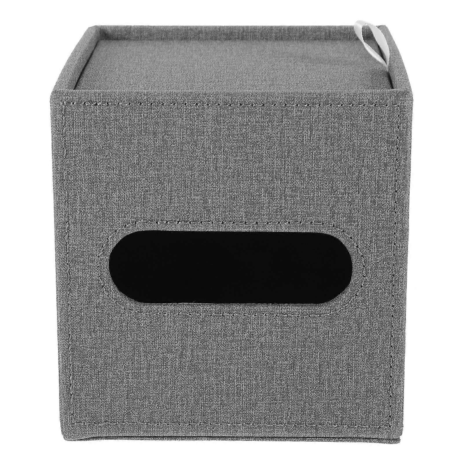 Grey PU Multifunctional Tissue Box Holder for Home Use Compact .5 x 5.5 x 4.5 Inches