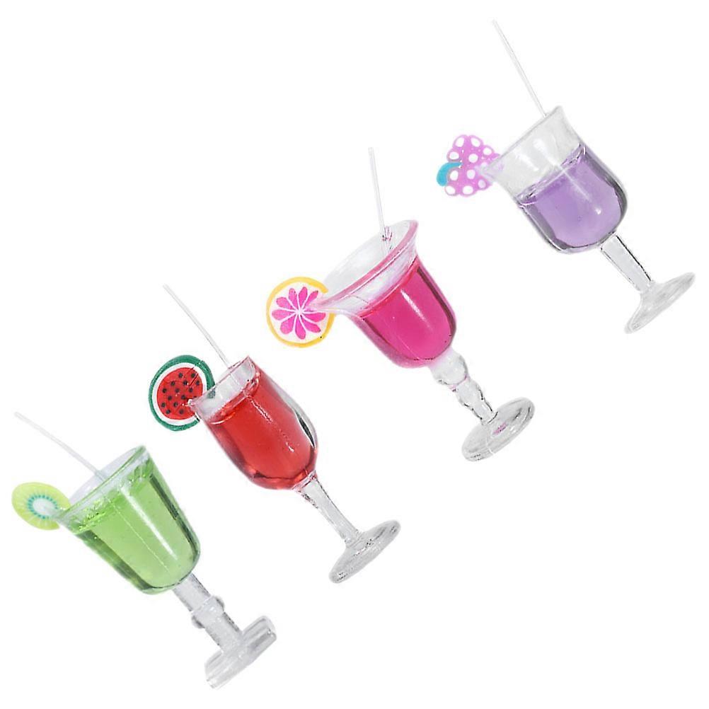 Miniature Cocktail Cups for Decor Resin Assorted Color Smooth Surface Simple Style 4 Pieces