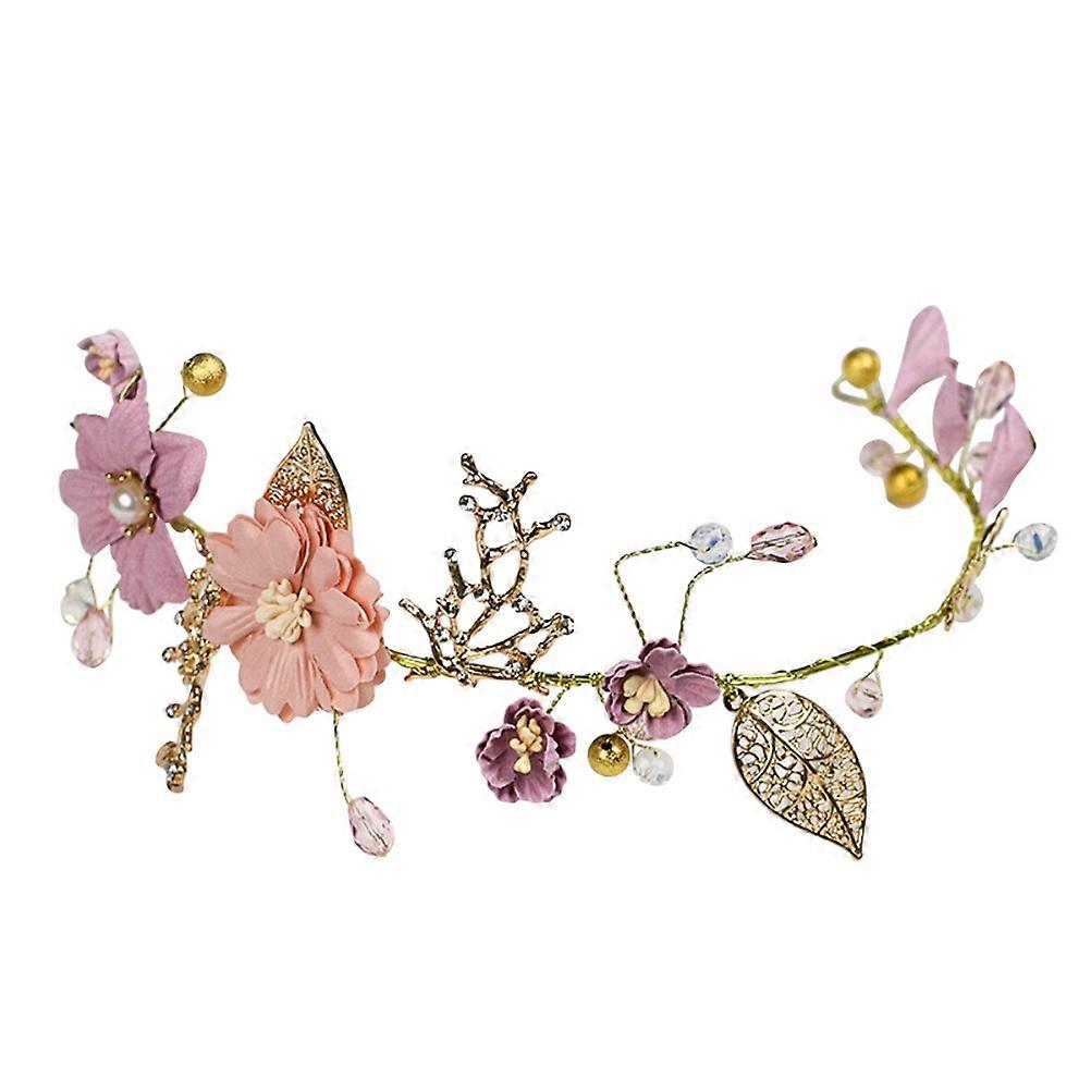 Gold Alloy Fabric Headband with Design for Bridal Use 1Set