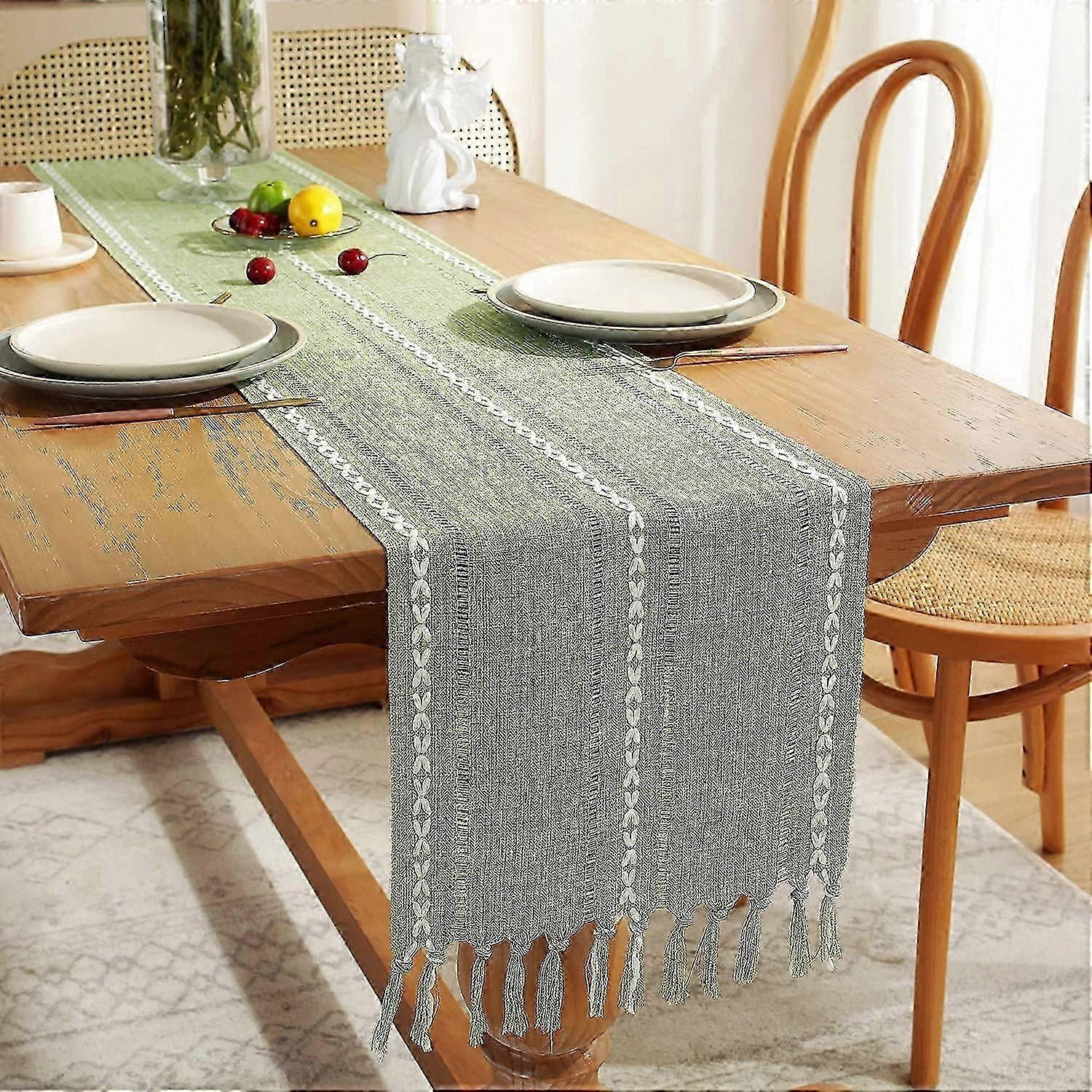Rustic Linen Table Runner for Dining Room Dcor, 72 Inches Long