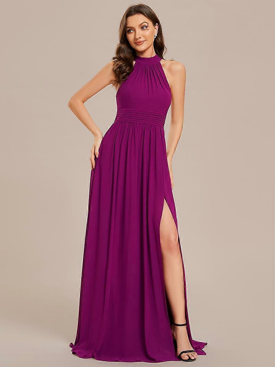 Ever-Pretty Women's Chiffon Halter Neckline Sleeveless Evening Dresses With Cold Shoulder