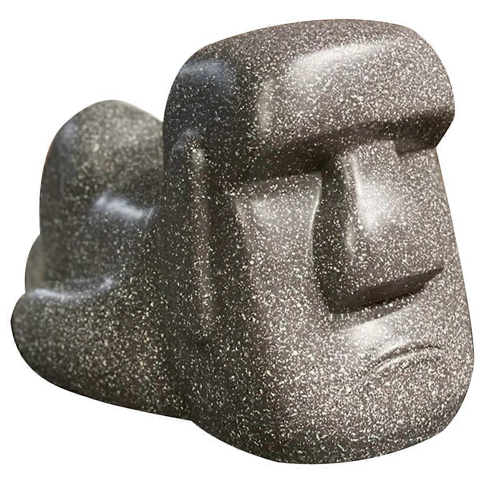 Moai Tissue Box Holder Creative Napkin Case for Home Office Resin Black 7.8x4.3x6.1 Inches