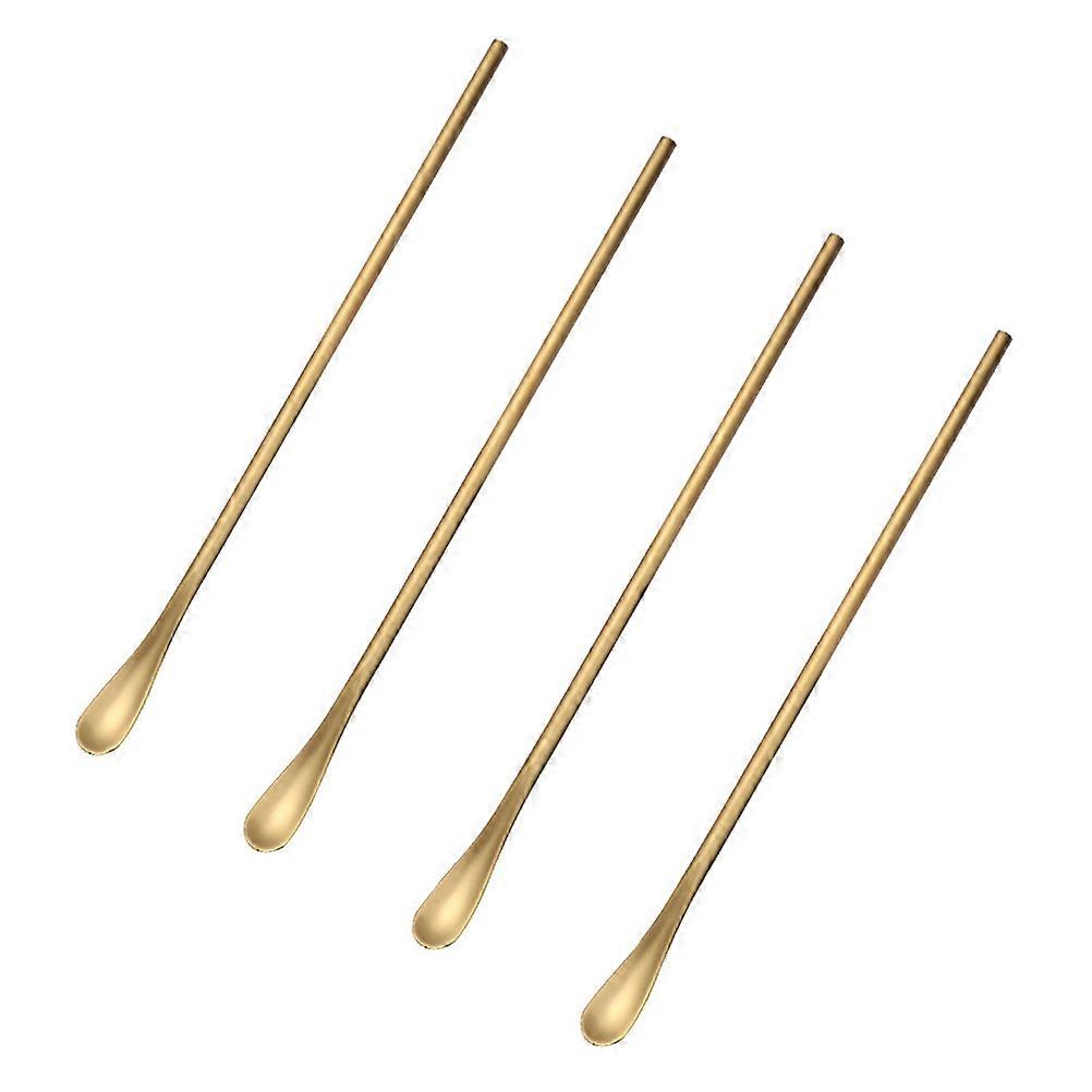 4pcs Stainless Steel Long Handle Mixing Spoons   Multi Functional Stirring Utensils for Coffee, Tea, Cold Drinks & Honey Extraction, Smooth &