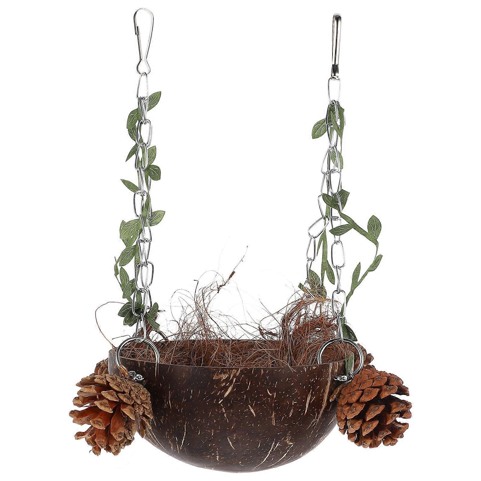 Brown Synthetic Bird Hammock for Small Birds Like Parrots Safe Durable Decor 7.5 Inches