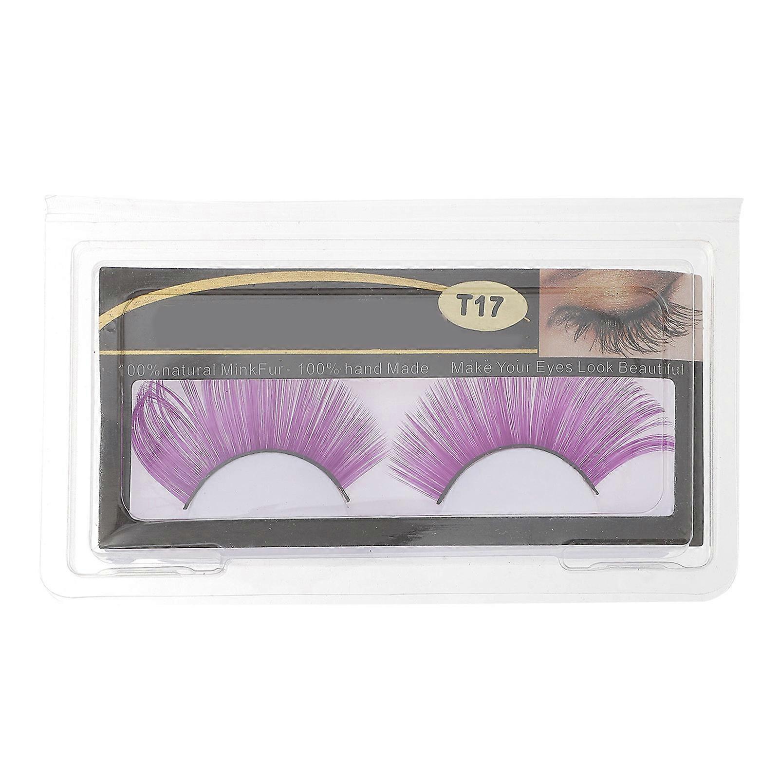 Glitter Lash Extensions Purple Fake Eyelashes Shining Curly For Halloween Carnival 3 Pairs