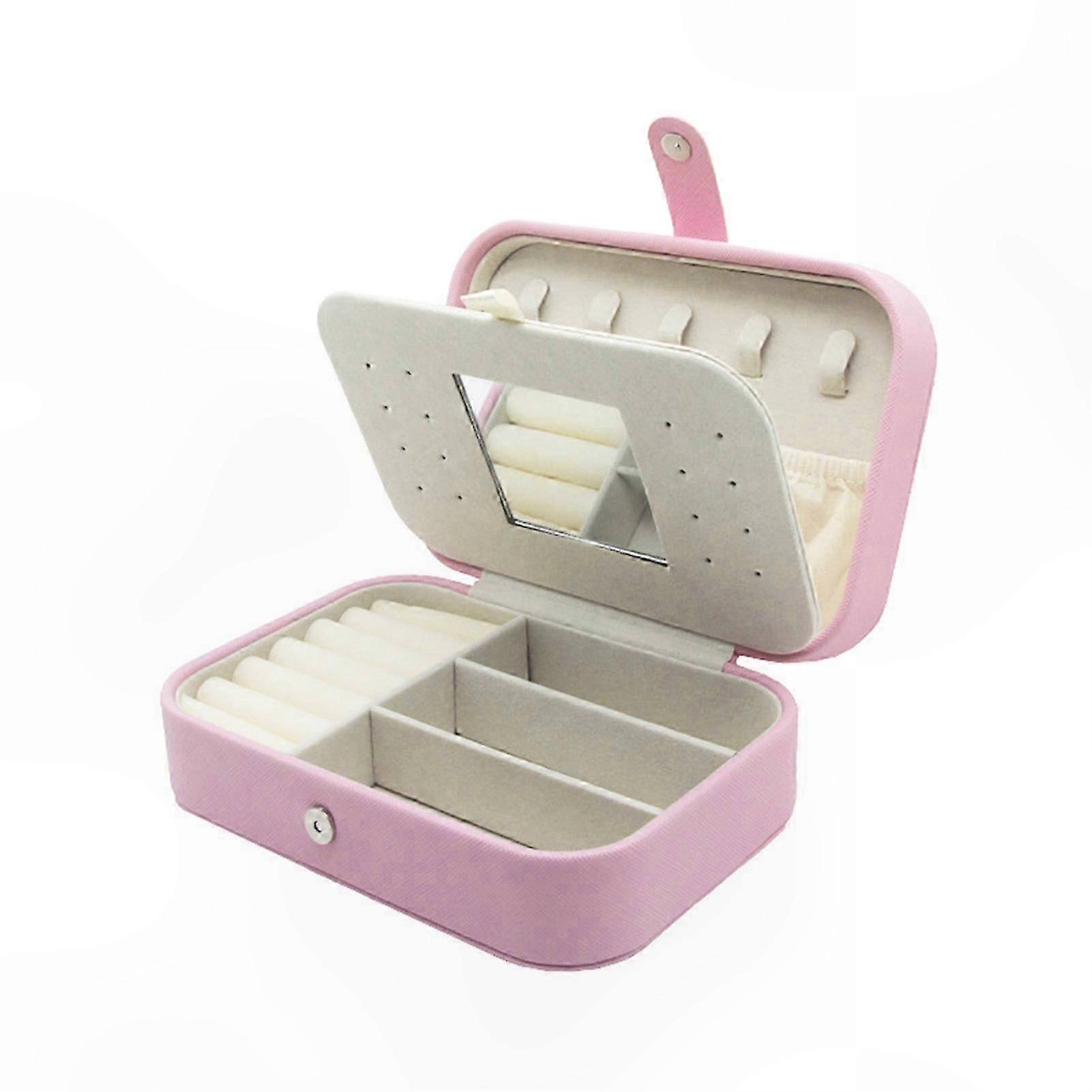 Double Layer Faux Leather Jewelry Box with Multi Grids for Bracelet and Accessories Organization Portable Display Case