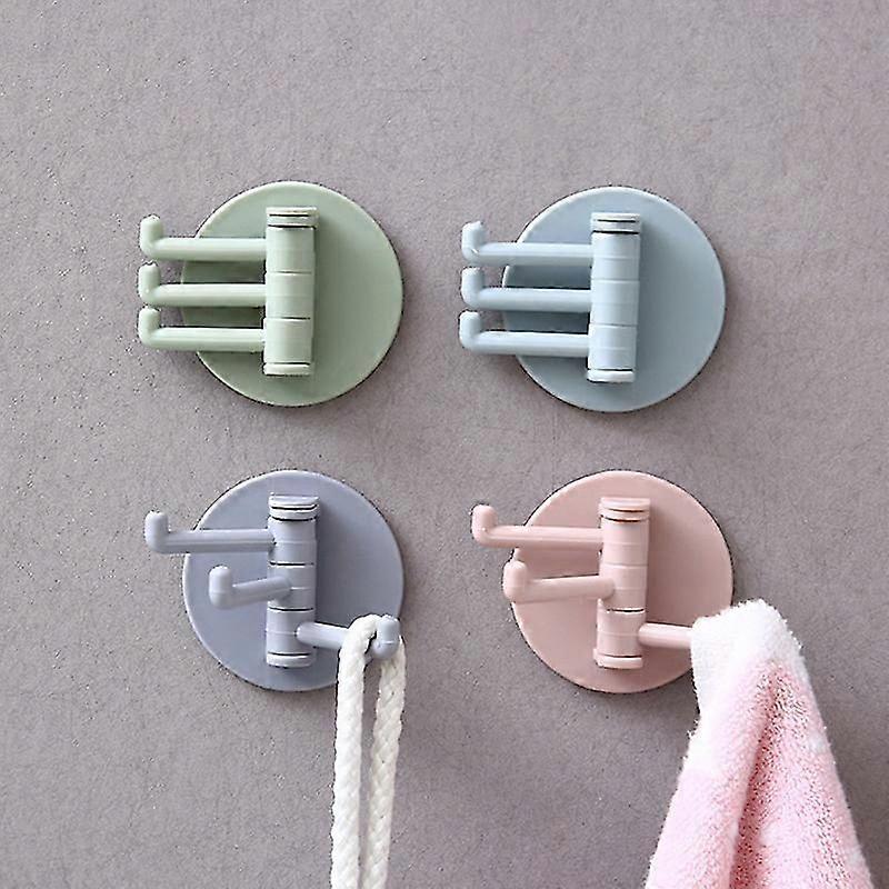 8-Piece No-Drill Non-Marking Rotating Hooks for Kitchen Bathroom Wall