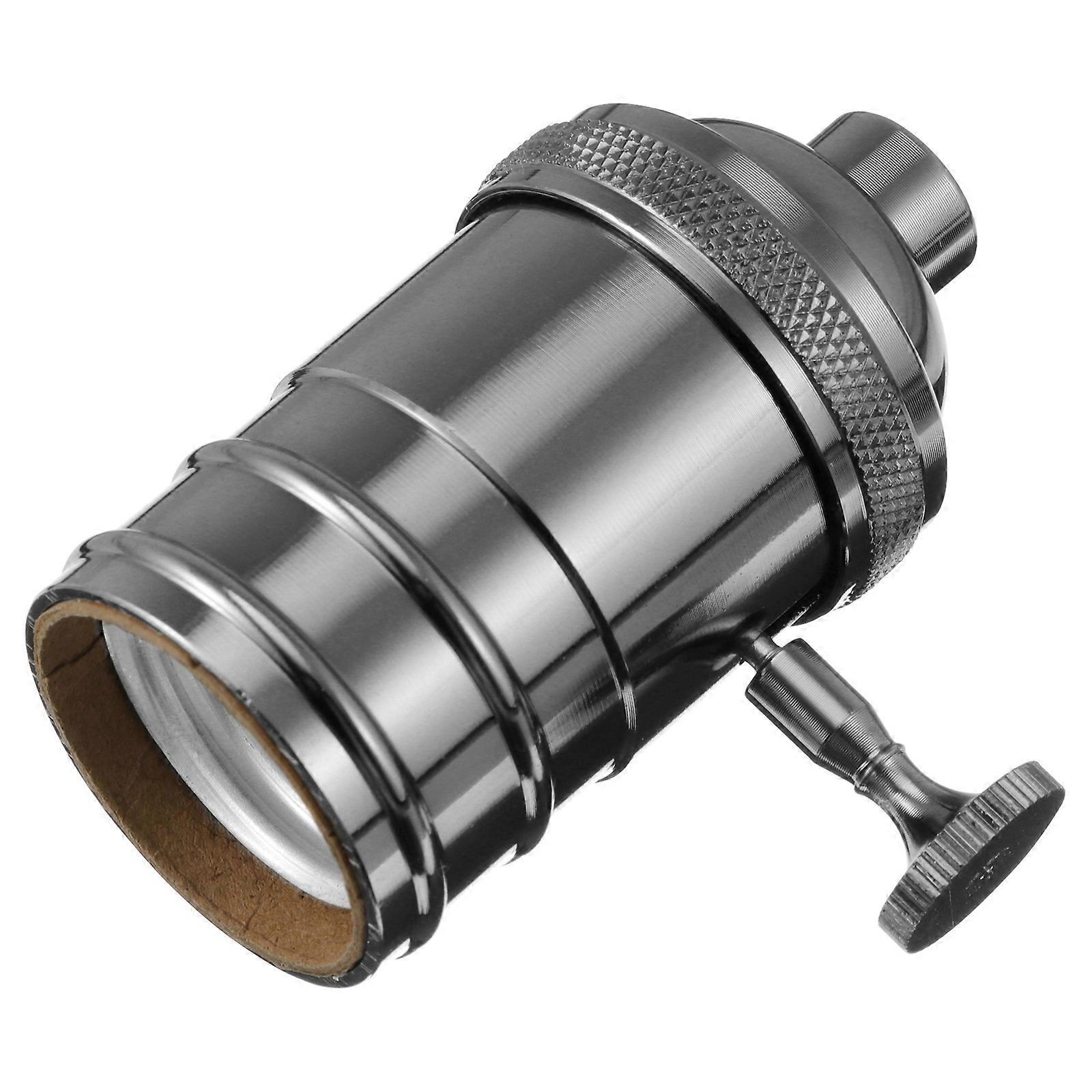 Silver Hanging Lamp Holder with E27 Vintage Socket for DIY Lighting Use, Retro Synthetic Material, Easy to Install