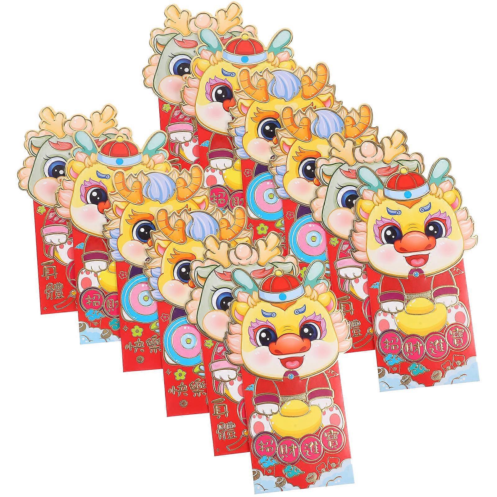 Lunar New Year Gift Bags with Blessing Words for Home Use Assorted Color Red Envelopes Made of Paper