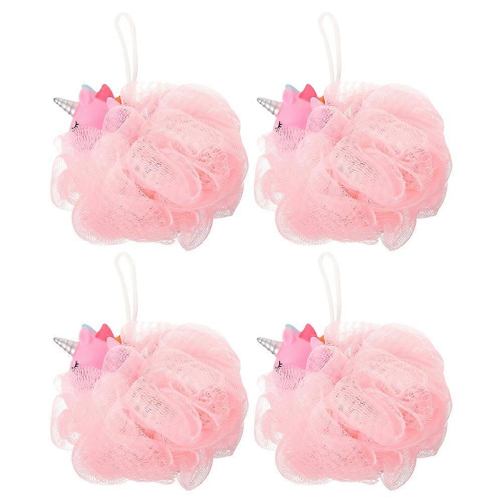 4pcs Unicorn Shaped Bath Loofahs Exfoliating Sponges for Skin Care Quick Drying Shower Scrubber for Kids