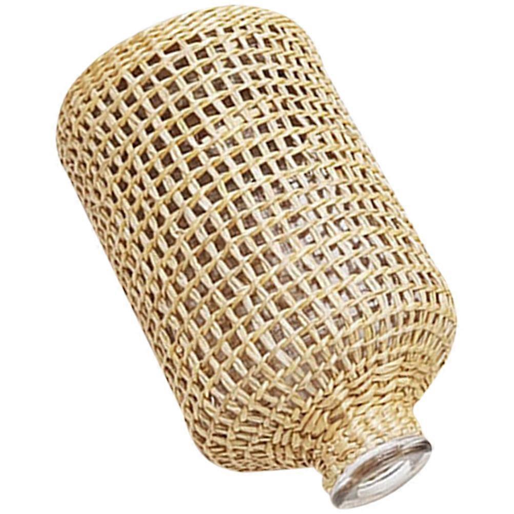 Glass Flower Vase with Hand Woven Design for Home Use Light Brown Decorative Planter