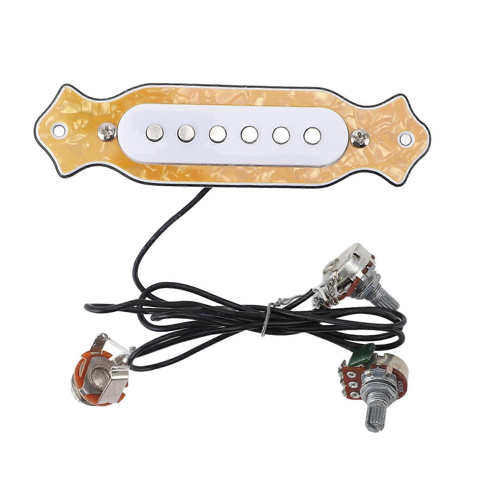 6 String Single Coil Pickup Prewired Electric Guitar Pickup Replacement with Volume and Tone Controls Yellow Pearl